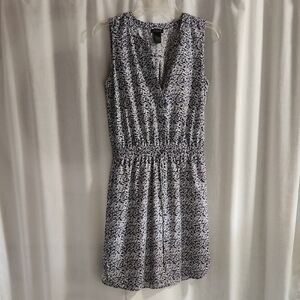 Ann Taylor Black and White Patterned Midi Dress